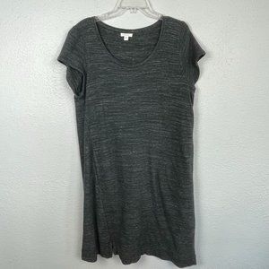 J Jill Pure Jill Black Space Dye Short Sleeve Shift Dress w/ Pockets Size M